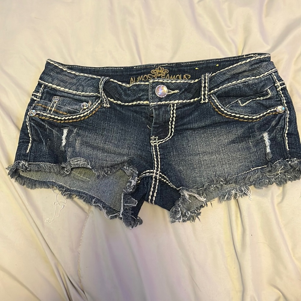 almost famous dark blue denim shorts